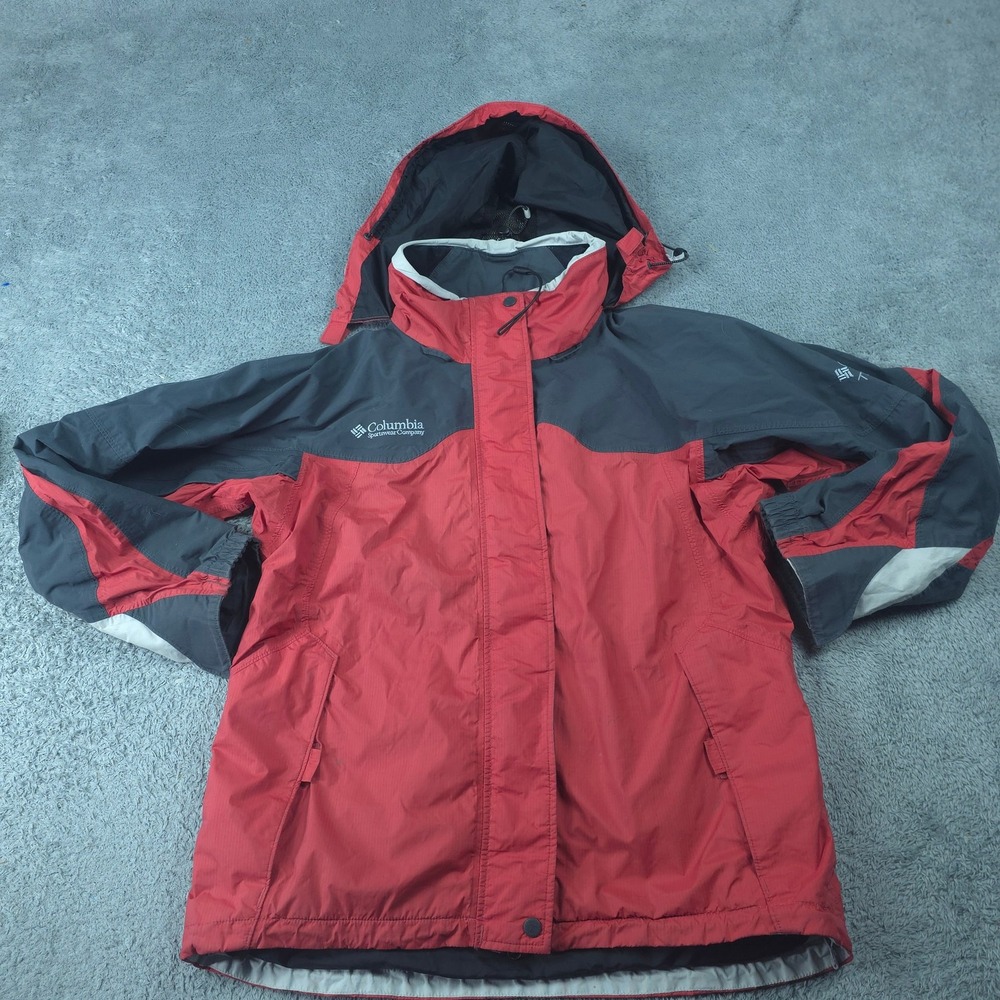Columbia Titanium Jacket Womens Large Red Omni Tech Waterproof Interchange Shell